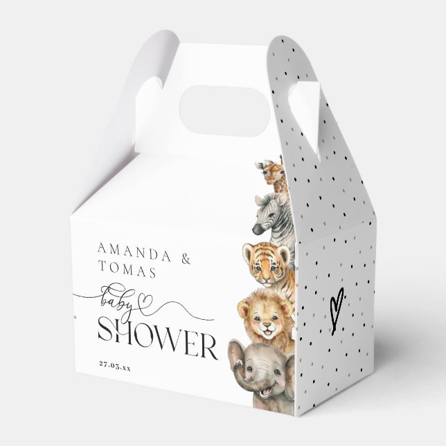 Safari Animals Modern Baby Shower Presentaskar (Framsidan Sidan)