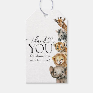Safari Animals Modern Baby Shower Presentetikett