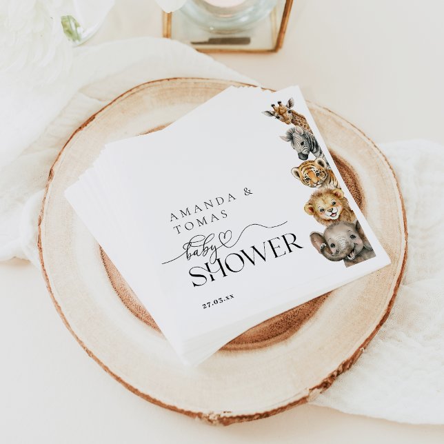 Safari Animals Modern Baby Shower QR-kod Pappersservett (Skapare uppladdad)