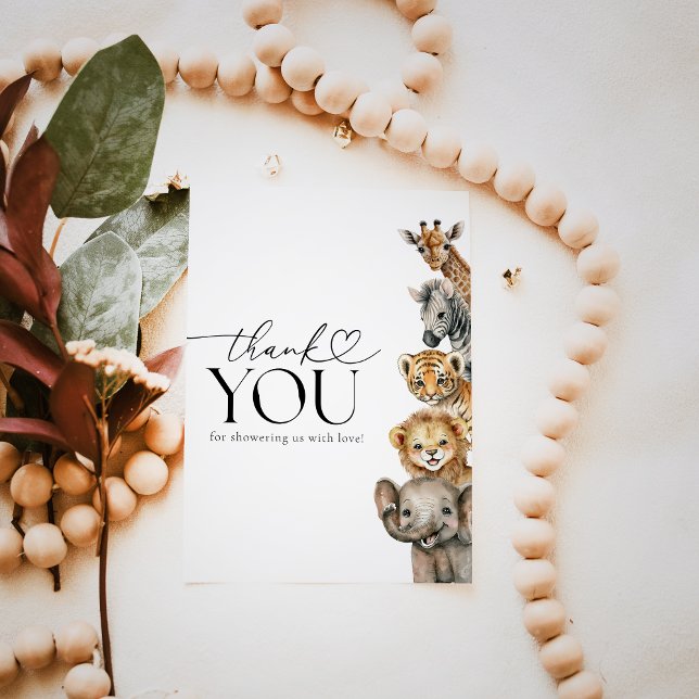 Safari Animals Modern Baby Shower Tack Kort (Skapare uppladdad)