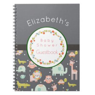 Safari Animals Mönster Baby Shower Guestbook Anteckningsbok