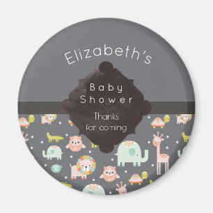 Safari Animals Mönster Nursery Art Baby Shower Magnet