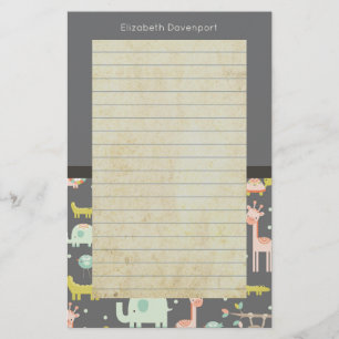 Safari Animals Mönster - Nursery Art Lining Brevpapper