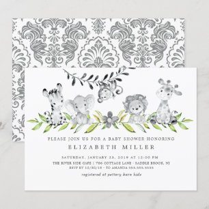 Safari Animals Neutralt Baby Shower-inbjudan Inbjudningar