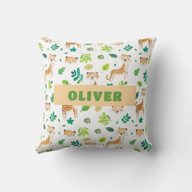 Safari Animals Nursery Room Cute Wildlife Mönster Kudde (Baksida)