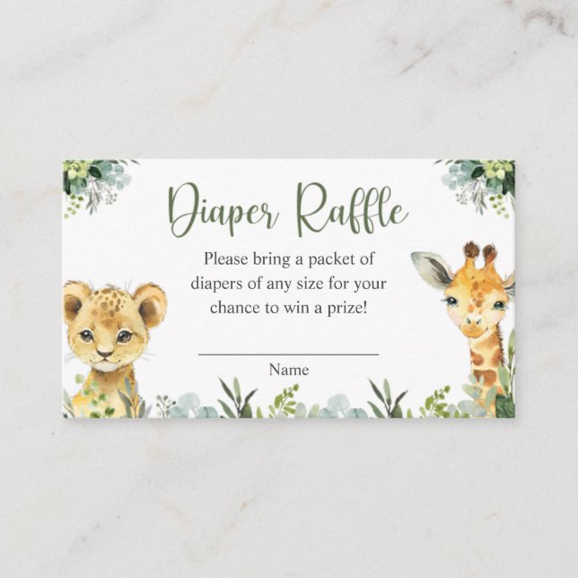 Safari Animals Oh Baby Greenery Jungle Baby Shower Tilläggskort (Framsida)