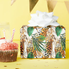 Safari Animals' Päls Print Mönster Wildlife Jungle Presentpapper