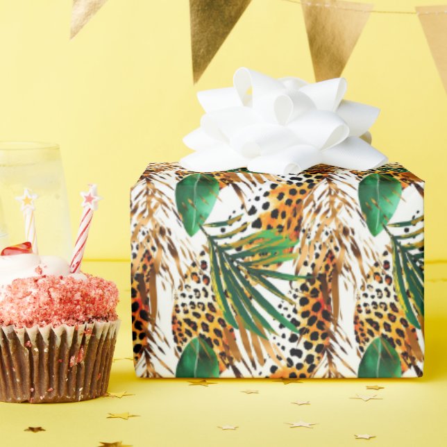 Safari Animals' Päls Print Mönster Wildlife Jungle Presentpapper (Födelsedagsfest)