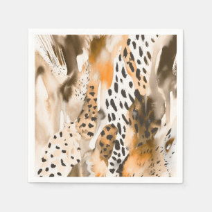 Safari Animals Päls Prints Abstrakt Modern Boho Pappersservett