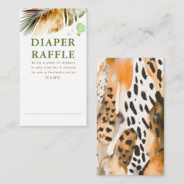 Safari Animals Päls Prints Diaper Raffle Biljett Tilläggskort
