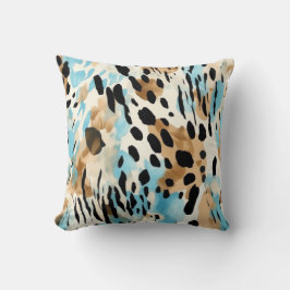 Safari Animals’ Päls Prints Mönster Blue and Brown Kudde