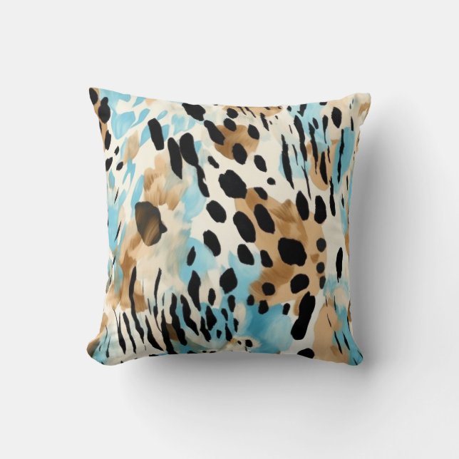 Safari Animals’ Päls Prints Mönster Blue and Brown Kudde (Framsida)