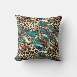 Safari Animals Päls Prints Mönster Exotic Modern Kudde