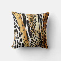 Safari Animals’ Päls Prints Mönster Guld och Black
