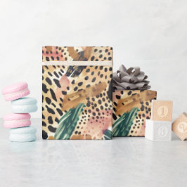 Safari Animals Päls Prints Mönster Savannah Boho Presentpapper