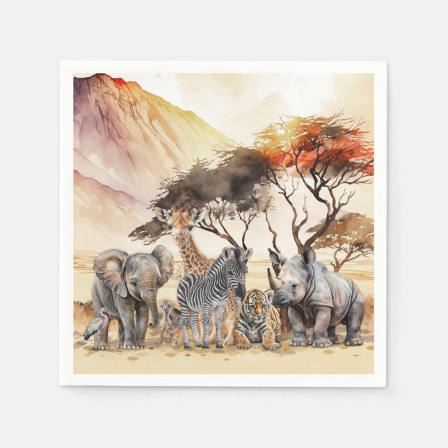 Safari Animals Party Napkins Pappersservett (Framsidan)