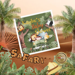 Safari Animals Personlig Baby Shower Pappersservett