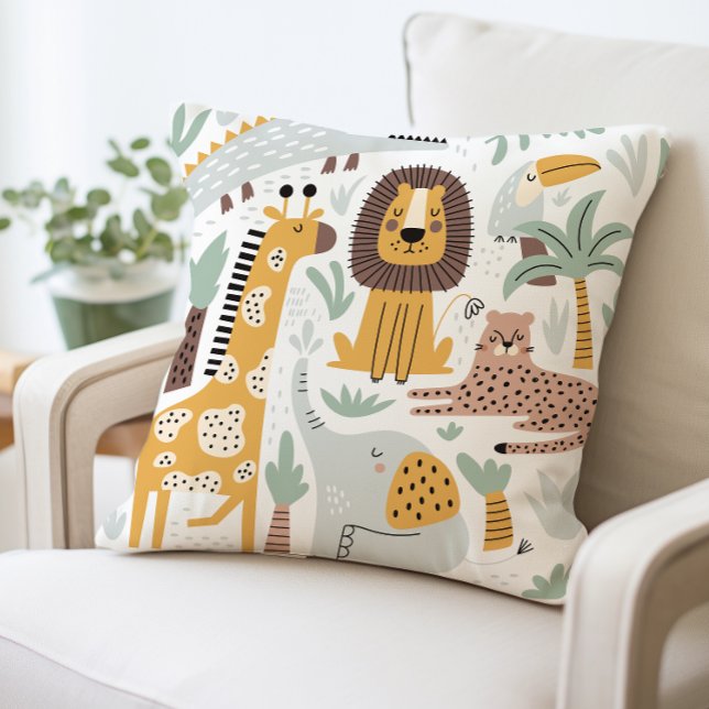 Safari Animals Pillow, Cute Jungle Animals Cushion Kudde (Skapare uppladdad)