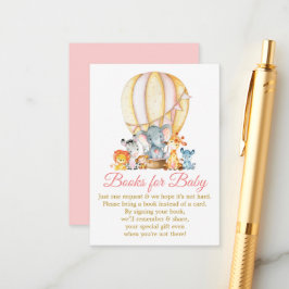 Safari Animals Rosa Balloon Bokar for Baby Shower Tilläggskort