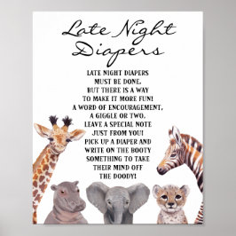 Safari Animals Sent Natt Diaper Baby Shower Poster