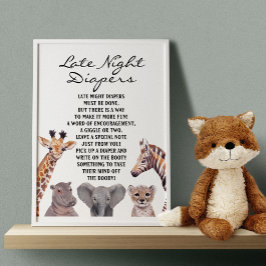 Safari Animals Sent Natt Diaper Baby Shower Poster
