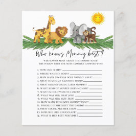 Safari Animals som känner Mamma Baby Shower Game