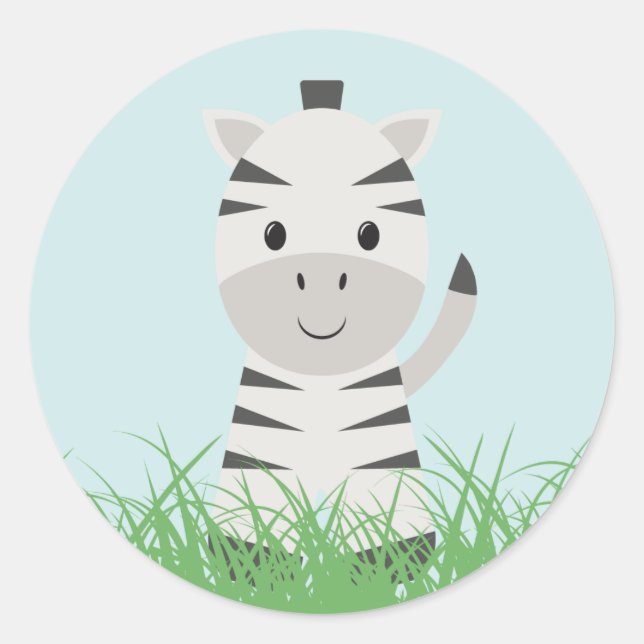 Safari Animals Sticker - Zebra Runt Klistermärke (Framsida)