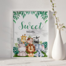 Safari Animals Sweet Treats Sign, Vild ONE