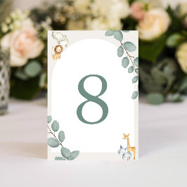 Safari Animals Table Numbers Card Bordsnummer