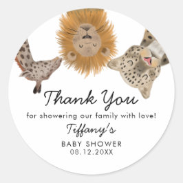 Safari Animals Theme Baby Shower Runt Klistermärke