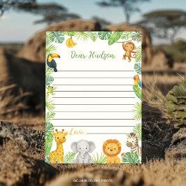 Safari Animals Time Capsule Note Message Card Tack Kort
