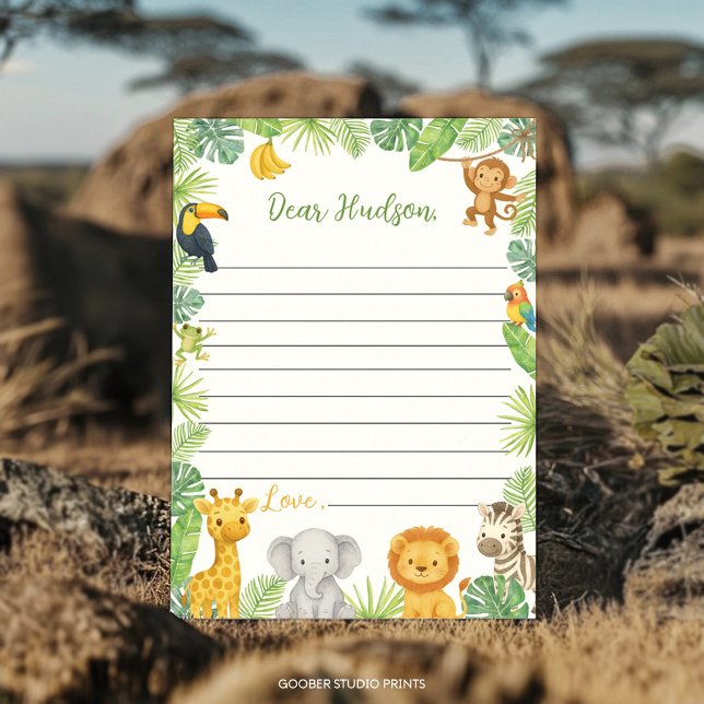 Safari Animals Time Capsule Note Message Card Tack Kort (Skapare uppladdad)