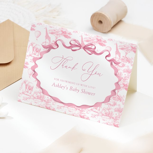 Safari Animals Toile de Jouy Baby Shower Tack Kort (Skapare uppladdad)