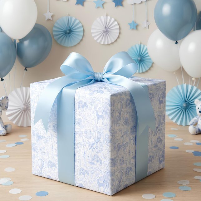 Safari Animals Toile De Jouy Presentpapper (Wrapping Paper with Safari Animals Toile De Jouy design)