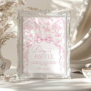 Safari animals Toile de Jouy Rosa Diaper raffle Poster