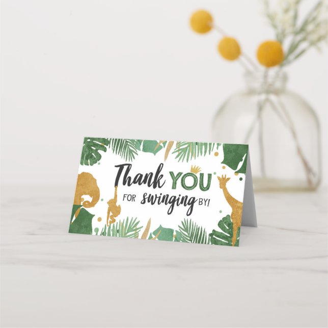 Safari Animals Treat Bag Topper Goodie Märkre Guld Placeringskort (Framsida)