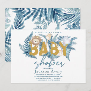 Safari Animals Tropical Baby Shower Inbjudningar