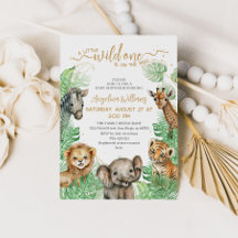 Safari animals Tropical grey Baby Shower
