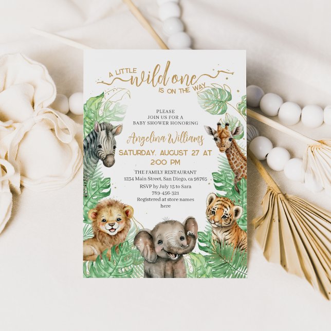 Safari animals Tropical grey Baby Shower Inbjudningar (Skapare uppladdad)