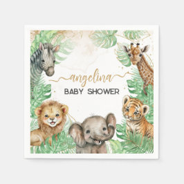 Safari animals Tropical grey Baby Shower Pappersservett