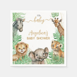 Safari animals Tropical grey Baby Shower Pappersservett