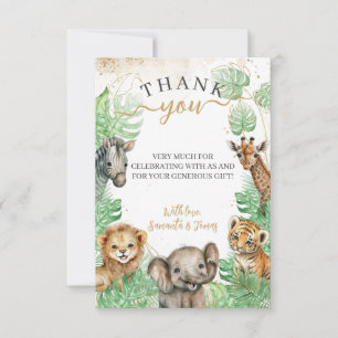 Safari animals Tropical grey Baby Shower Tack Kort