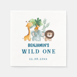 Safari Animals Tropical Jungle Wild One Birthday  Pappersservett