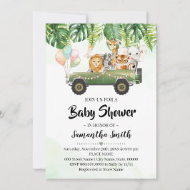 Safari Animals Tropical Jungle Zoo Baby Shower Inbjudningar