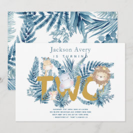 Safari Animals Tropical Second Birthday Inbjudningar