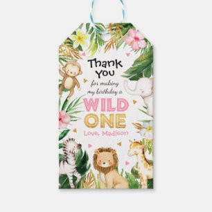 Safari Animals Vild 1: a födelsedag Party Decor Presentetikett