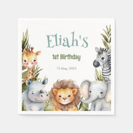 Safari Animals Vild 1:a födelsedagen Pappersservett