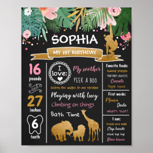 Safari Animals Vild en milstolpar på första födels Poster