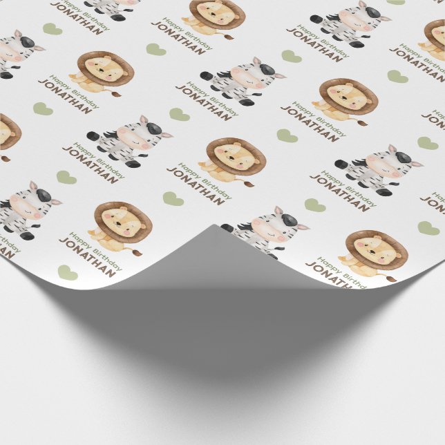 Safari Animals Vild En Wrapping Papper Presentpapper (Hörn)