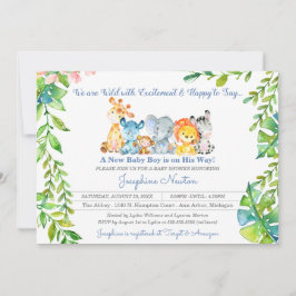 Safari Animals Vild Jungle Boy Shower Inbjudan